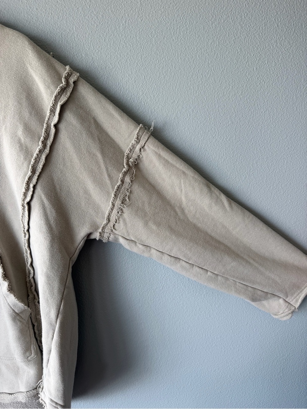 Natural Life tan cotton oversized raw hems Weekend hoodie Women’s sz L/XL - Picture 2 of 8